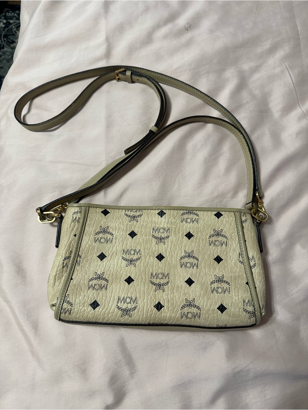 MCM BEIGE VISETOS LEATHER CROSSBODY/HANDBAG /SHOULDER BAG